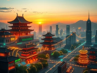 A conceptual illustration showing Minsheng Securities' vision for a Stablecoin-RWA Ecosystem, connecting Chinese assets to Web3.0.