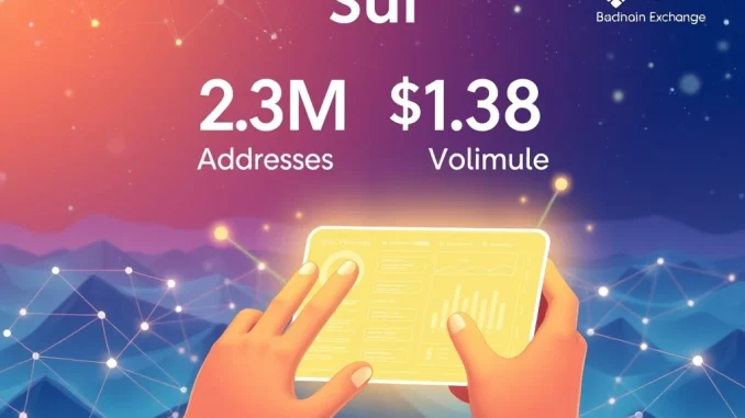 Visual representation of the Momentum OKX Wallet campaign's success, showing millions of connected addresses and significant trading volume.