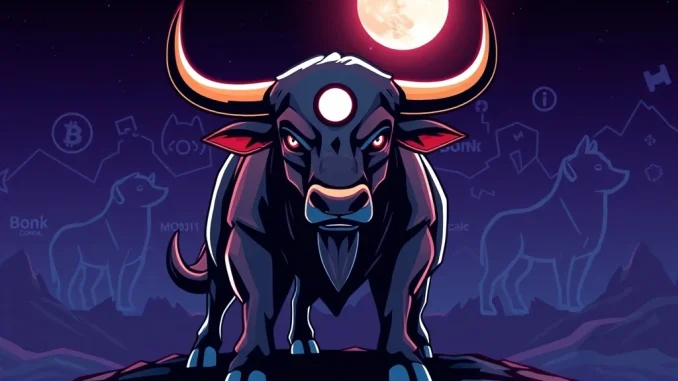 MoonBull's whitelist ignites meme coin hype, symbolizing the surge in Bonk and Doginme volumes and new crypto market trends.