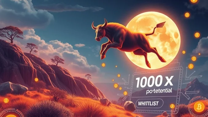 Unleash Potential: MoonBull Whitelist Live as Meme Coins Fuel 1000x Crypto Hype A graphic symbolizing MoonBull's potential, with a bullish trendline pointing towards the moon, representing the 1000x crypto hype of meme coins.