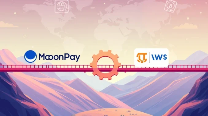 A graphic depicting the secure and efficient integration of **MoonPay Trust Wallet** services, facilitating seamless crypto transactions.