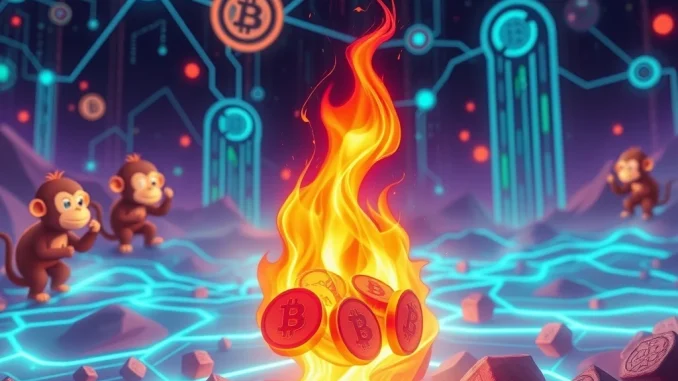 Multiverse Monkey MMON: Strategic 4.5 Billion Token Burn Unlocks New Potential Multiverse Monkey MMON tokens burning, illustrating the strategic token burn and its impact on the GameFi ecosystem.
