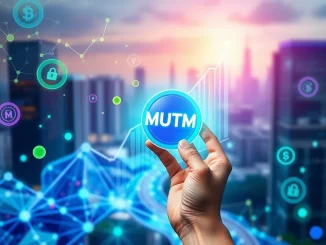 An abstract digital illustration symbolizing Mutuum Finance's remarkable token growth and presale success in the DeFi lending space.