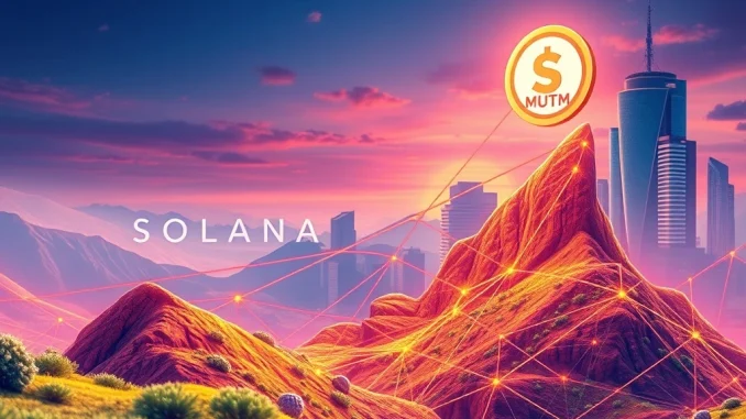 A digital graphic illustrating Mutuum Finance's impressive growth potential, featuring stacked coins and a rising arrow, representing crypto investment opportunities.