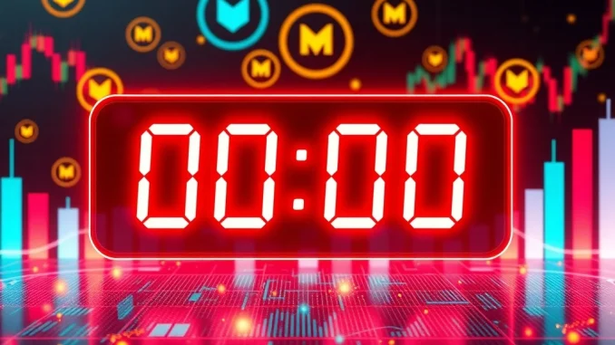 A digital clock ticking down next to glowing Mutuum (MUTM) crypto tokens, symbolizing the final moments of a successful presale and anticipated growth in DeFi lending.