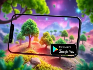 My Lovely Planet's $MLC token value chart overlaid with imagery of digital trees and environmental action, representing its crypto sustainability impact.