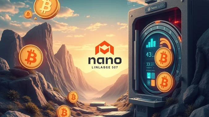 A digital representation of Nano Labs' logo with BNB coin symbols, illustrating their significant BNB holdings as a strategic cryptocurrency investment.