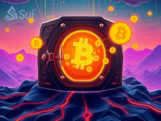 An image illustrating Navi Protocol's monumental BTC deposits, symbolizing significant liquidity and growth within the Sui ecosystem's DeFi landscape.