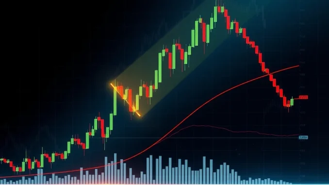 A cryptocurrency chart showing a sharp decline, symbolizing the Neiro Ethereum price plummet and bearish breakdown.
