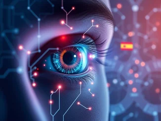 A conceptual image depicting the Neuralink bionic eye project, symbolizing advanced vision restoration through neurotechnology.