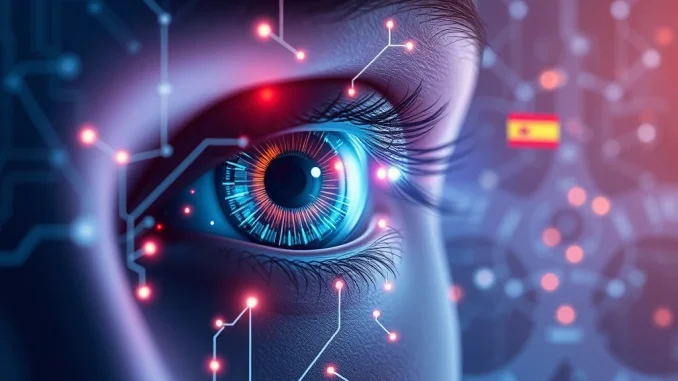 A conceptual image depicting the Neuralink bionic eye project, symbolizing advanced vision restoration through neurotechnology.
