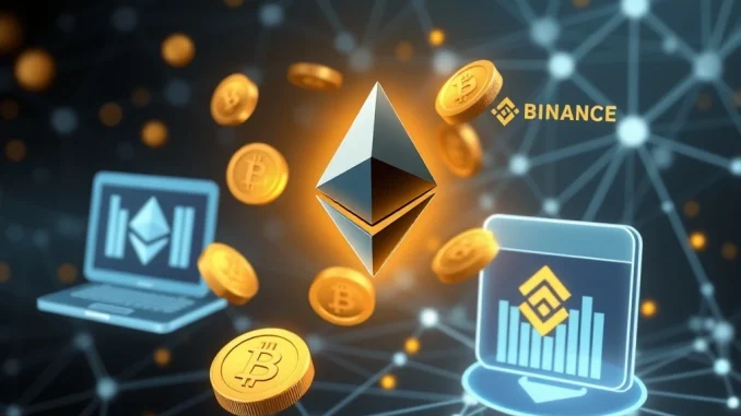 Ethereum tokens moving between DeFi platforms and Binance exchange