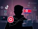 Digital illustration depicting a North Korea cyber scheme orchestrated by a TikTok influencer, highlighting the dangers of remote work fraud and cybercrime enforcement.