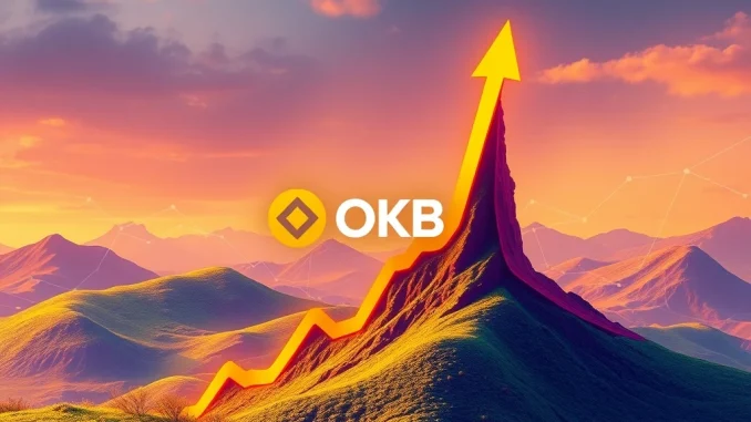 OKB token price chart showing a dramatic surge after a significant token burn by OKX exchange, illustrating rapid growth in the digital asset market.