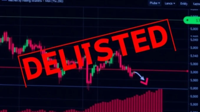A digital screen showing the OKX delisting of JST USDT perpetual futures trading, signaling an end to crypto futures operations for the pair.