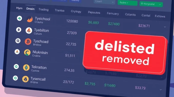 OKX delisting notice impacting perpetual futures trading pairs on the exchange platform.