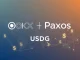 OKX and Paxos logos connected by a digital network, symbolizing OKX's integration with the Paxos USDG stablecoin network, enhancing crypto exchange stability.