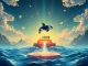 A futuristic Orca launchpad emerges from a digital ocean, symbolizing the new token launch platform on Solana designed to empower human users over bots.