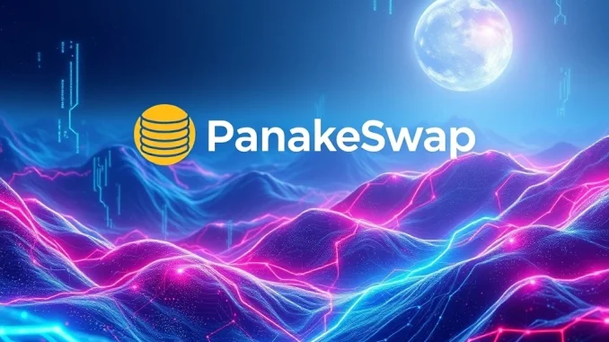 PancakeSwap Infinity logo seamlessly integrated with Base network elements, symbolizing advanced DEX capabilities and efficient DeFi trading.