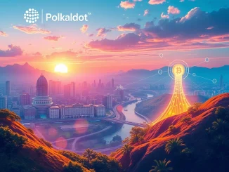 Paraguay's capital cityscape with digital overlays, symbolizing the nation's $6M Polkadot investment into its Innovation Valley for digital finance.