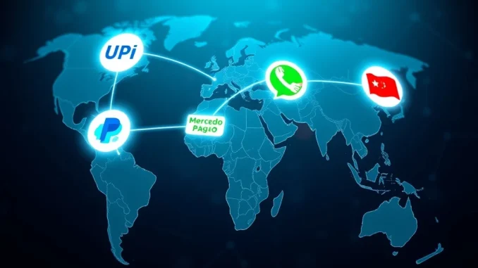 PayPal World platform seamlessly connecting global digital wallets like UPI, Mercado Pago, and WeChat Pay for streamlined cross-border payments.