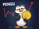 PENGU token price crash with Pudgy Penguins mascot looking distressed