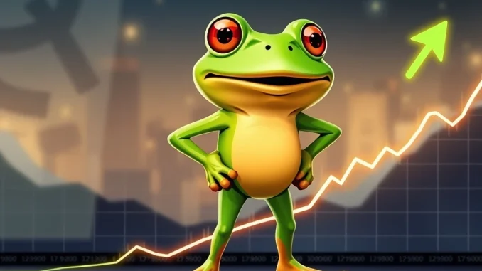 PEPE memecoin price chart showing resilience at a key support level, indicating potential for a significant crypto price surge.