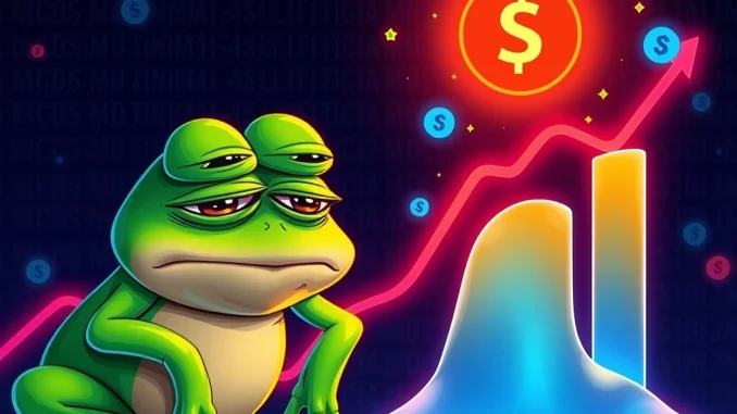 A visual metaphor showing Pepe Coin struggling while Mutuum Finance's presale experiences explosive growth, highlighting market dynamics.