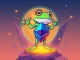 An illustration of the Pepeto meme coin frog mascot on an Ethereum logo, symbolizing its successful crypto presale and zero-fee trading platform.