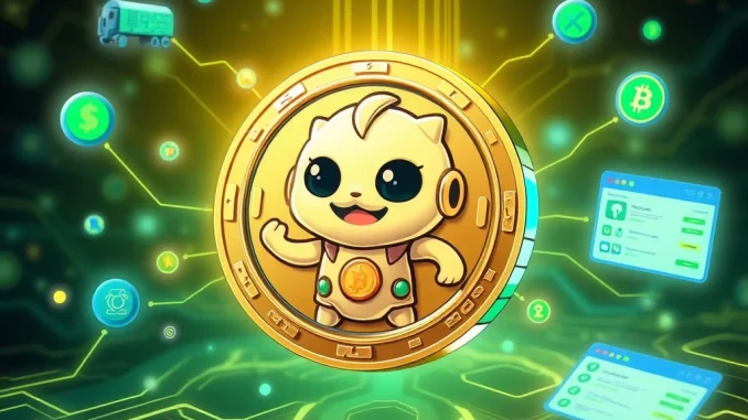 Pepeto meme coin with blockchain utility showcased in a vibrant digital landscape