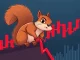 A squirrel navigating a complex PNUTUSDT market chart, symbolizing the current bearish trends and volatility.