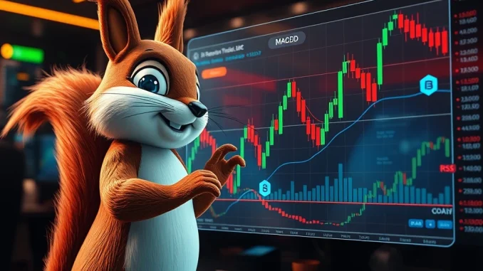 PNUTUSDT chart with technical indicators, illustrating dynamic crypto market analysis for Peanut the Squirrel.