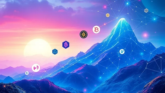 Charts and symbols representing the astonishing surge of Polkadot and other top altcoins like BlockDAG and Uniswap.