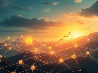 Visualizing the transformative impact of Polymesh network upgrades and the POLYX price surge, with elements symbolizing decentralized governance and ecosystem growth.