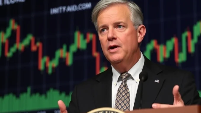 Jerome Powell discussing Fed's crypto guidelines review at a press conference