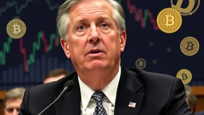 Jerome Powell discussing Fed's focus on jobs and inflation with cryptocurrency impact