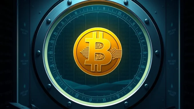 A secure digital vault showcasing ProCapBTC's significant Bitcoin holdings, representing strategic crypto investment.
