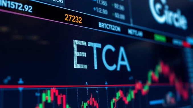 ProShares ETF Unleashes Explosive 2x Leveraged Exposure to Circle Stock ProShares ETF ticker CRCA displayed on a screen, symbolizing leveraged exposure to Circle stock and USDC adoption.