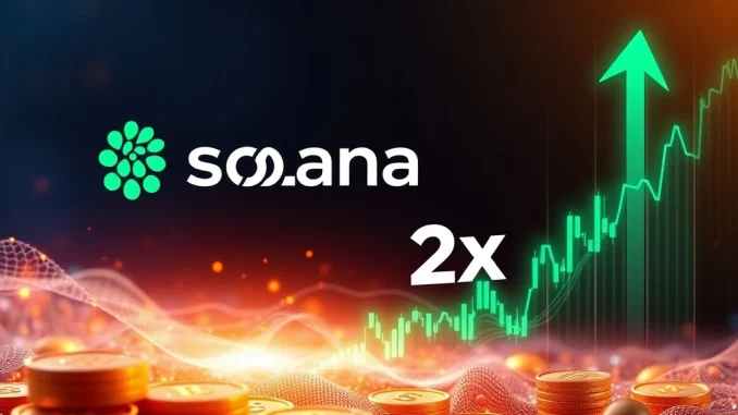 Visualizing the ProShares Solana ETF (SLON) with charts and the Solana logo, representing its 2x leveraged performance potential.
