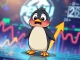 A surprised Pudgy Penguin NFT character amidst a rising PENGU token chart, symbolizing the impact of OpenSea acquisition rumors.