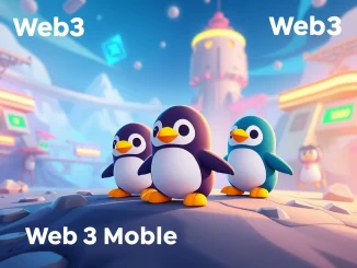Pudgy Penguins characters engaging in a dynamic Web3 game battle, signaling the launch of Pudgy Party.