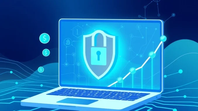 A digital shield protecting interconnected blockchain nodes, symbolizing Puffer Finance's successful domain recovery and enhanced crypto security.