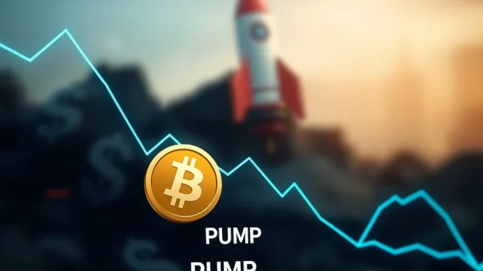 A steep downward graph illustrating the dramatic market cap collapse of PUMP crypto, highlighting the risks of speculative assets.