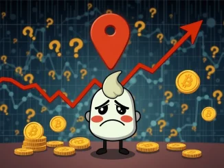 A downward trending chart showing the Pump.Fun token crash amidst PUMP airdrop uncertainty, highlighting investor concerns.