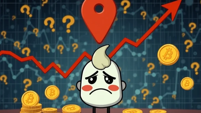 Pump.Fun Token Plummets: PUMP Airdrop Uncertainty Triggers Alarming 27% Crash A downward trending chart showing the Pump.Fun token crash amidst PUMP airdrop uncertainty, highlighting investor concerns.