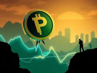 A red downward arrow piercing a PUMP token on a digital chart, symbolizing the severe PUMP token crash due to airdrop delays.