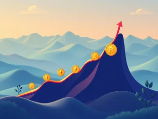 A financial graph showing a sharp upward trend, representing the bold strategy of the Pure Crypto Fund to capture the final major crypto growth spurt.