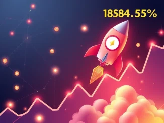 QKC token rocketing upward on a cryptocurrency price chart showing massive gains