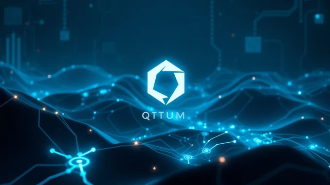 Qtum AI agent Ally, a sophisticated digital assistant, automating tasks on a blockchain network, symbolizing future decentralized AI.