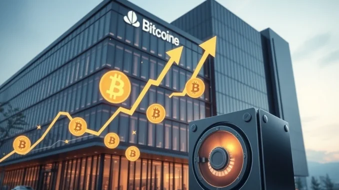 A digital representation of Bitcoin symbols integrated into a corporate financial strategy, highlighting Quantum Solutions' significant Bitcoin acquisition.
